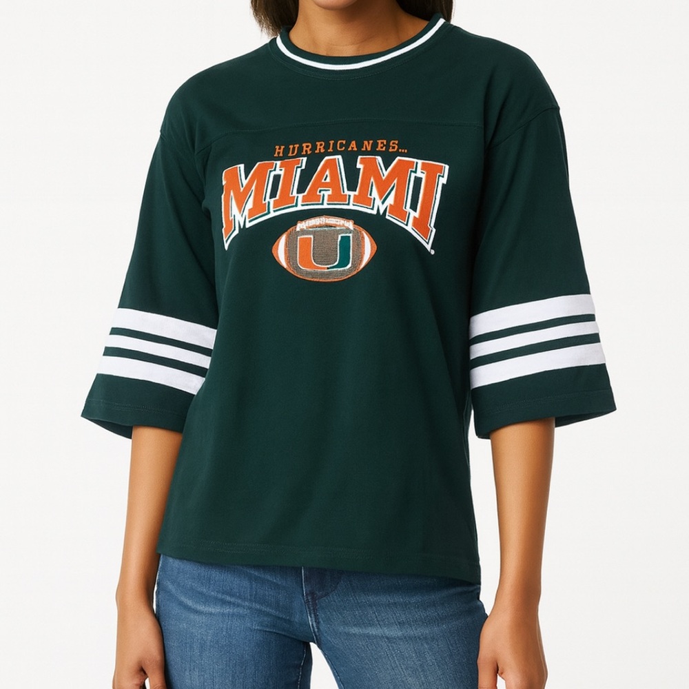 Miami Hurricanes Mighty Mac Green Football Jersey Tee – Size M (12–14)
